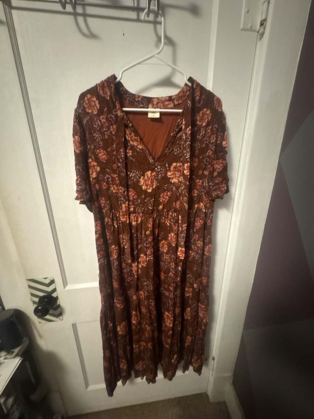 Good Hart Mariposa Floral Midi Dress Size M Brown Cottagecore BoHo Fall Floral